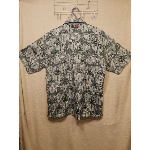 Men's XL Vtg Tommy Hilfiger All Over Print Football Short Sleeve Shirt Size XL - Picture 6 of 9
